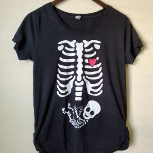 Halloween Skeleton Maternity Tshirt Medium